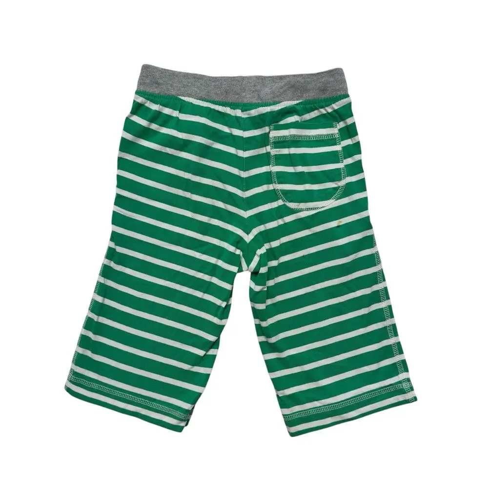 MINI BODEN Green White Long Line Baggies Knit Shorts Size 6Y Boys Cotton *READ*